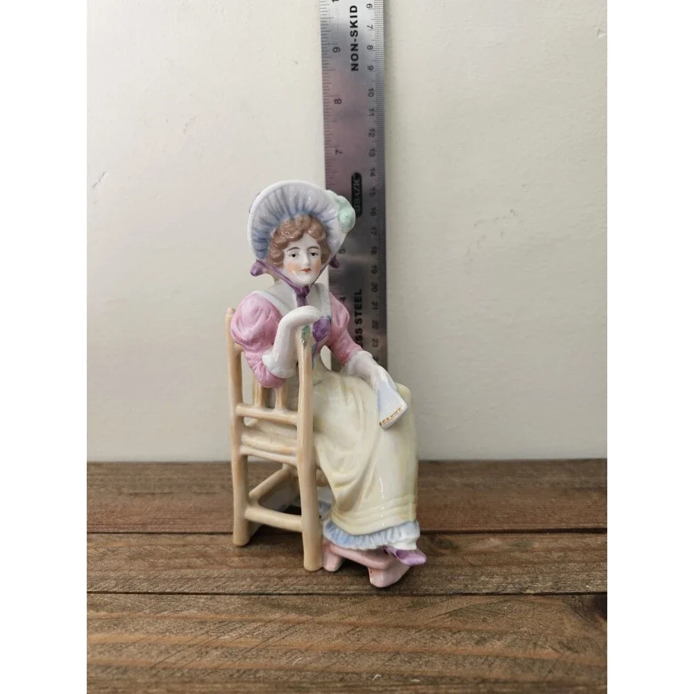 Vintage German Figurine Lady Sitting In Chair Parlor Figure DEP 9529